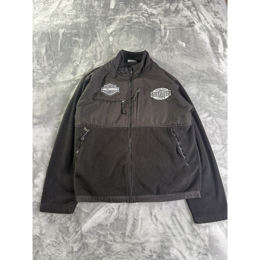 Harley Davidson Black XL Fleece Jacket Daytona Bike Week 2008 Black Motorcycle